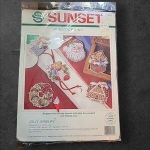Sunset Plasticpoint Stitch Kit 6 Jolly Make Your Own Christmas Pins Santa Angel